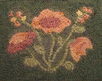 Flowers in Winter 8 x 10"  Primitive Rug Hooking or Punch Needle Pattern PDF Download