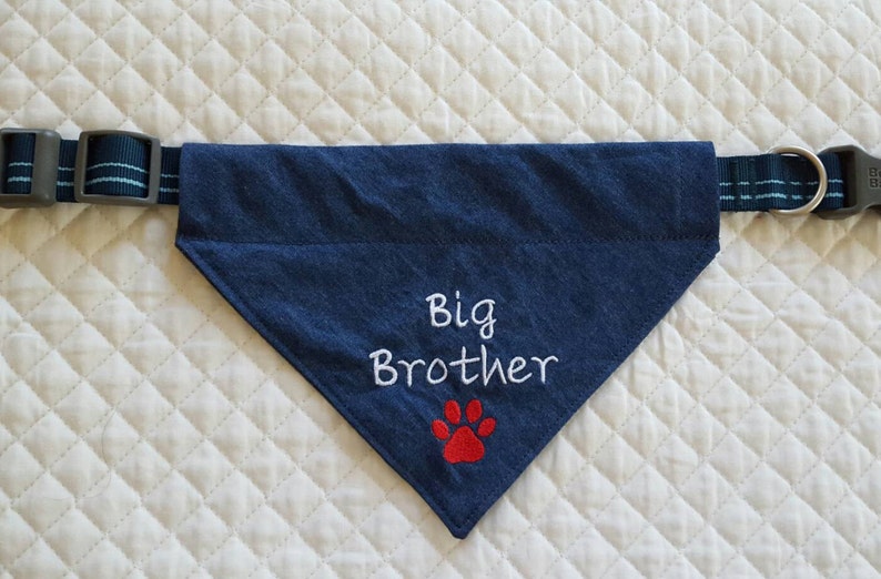 Big Brother Dog Bandana Over Collar Denim Dog Bandana New Etsy