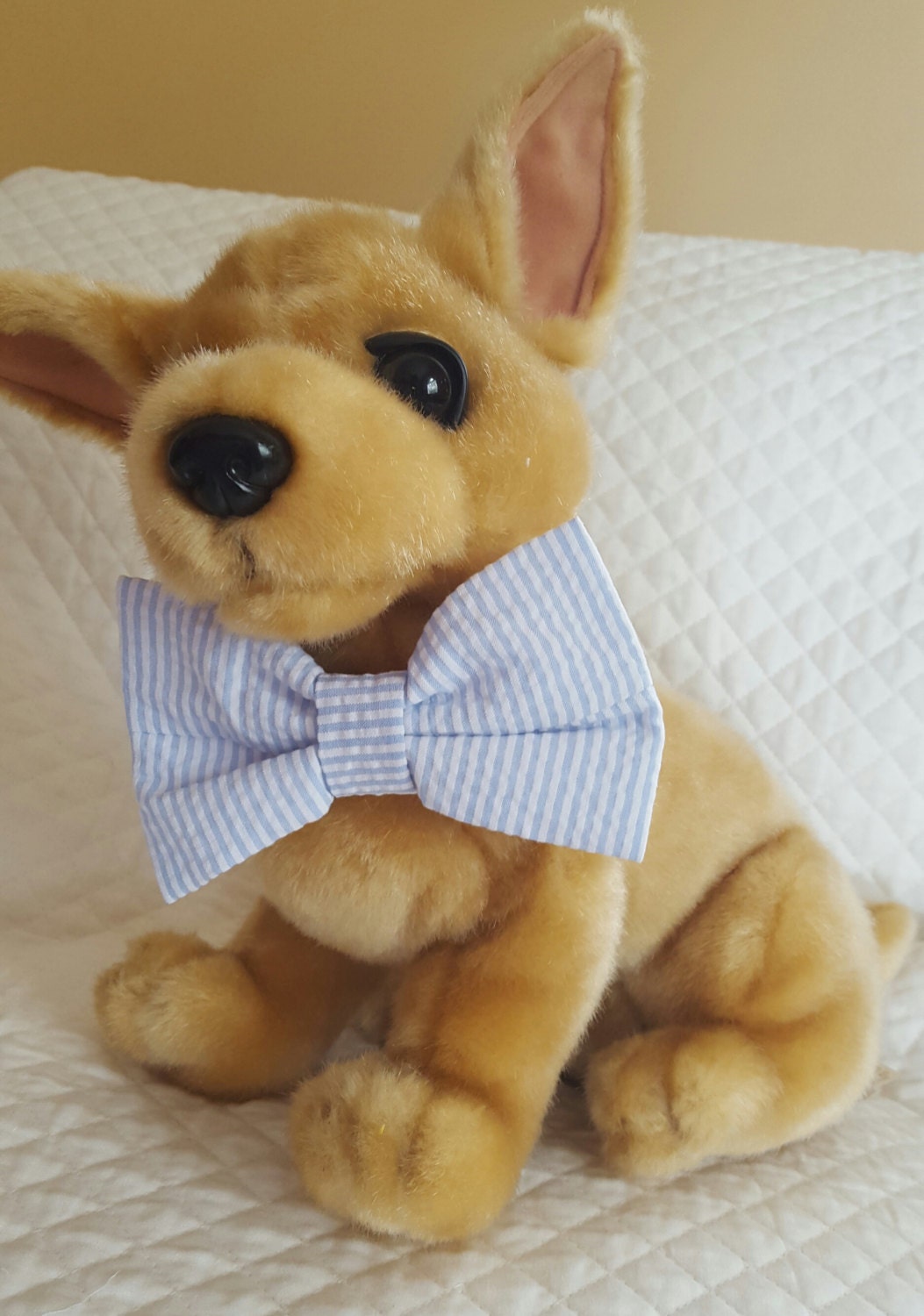 seersucker bow tie dog collar