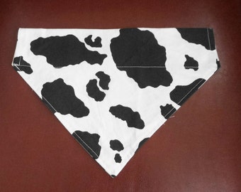 Cow Print Dog Bandana Black and White, Cute, Dog Accessories, Over Colla, Pet Neckware