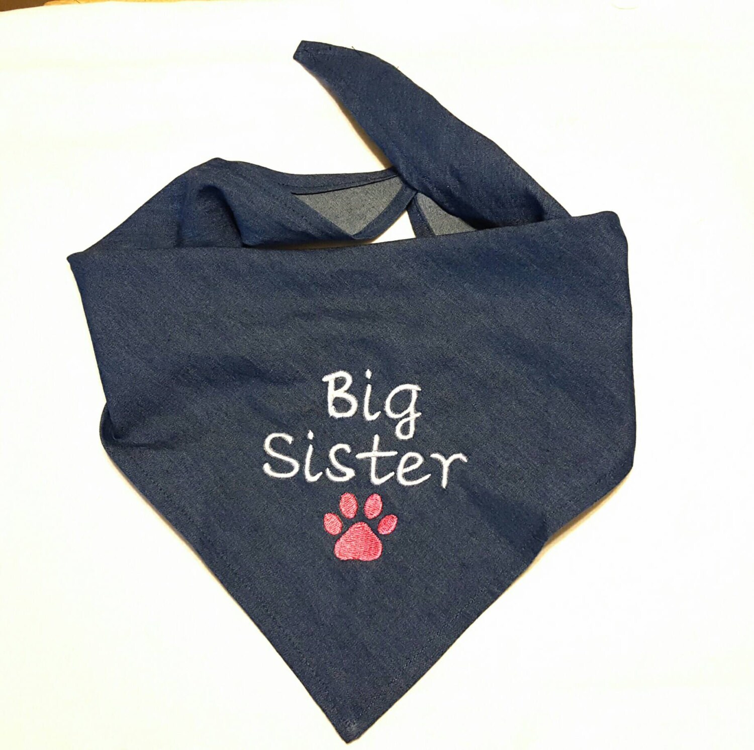 Big Sister Dog Bandana Tieon Denim Newborn Photo New Baby Etsy