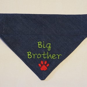 Big Sister OR Big Brother Dog Bandana with Little Brother Baby Bodysuit, New Baby Announcement, Shower Gift, Embroidered image 3