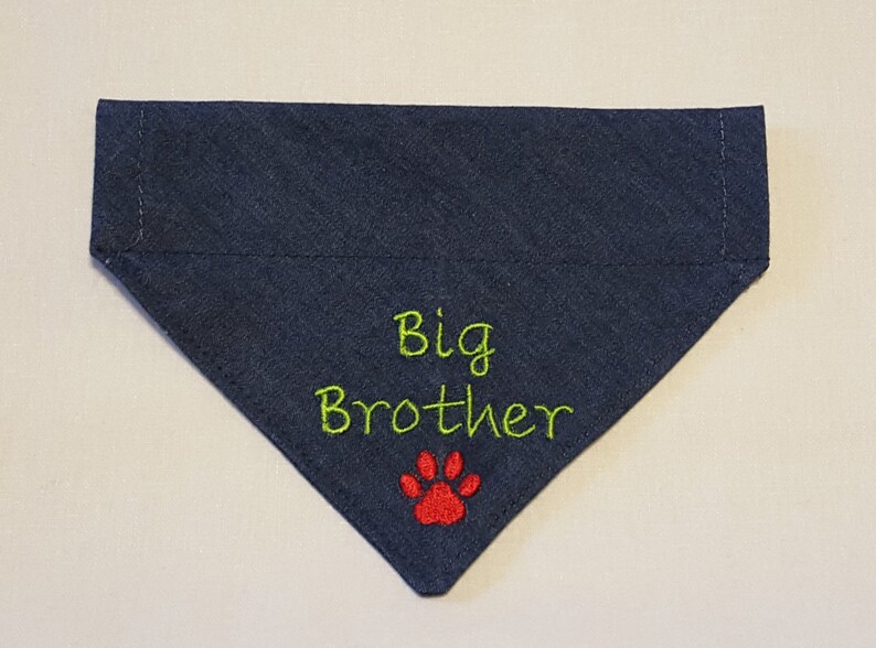 Big Sister OR Big Brother Dog Bandana with Little Brother Baby Bodysuit, New Baby Announcement, Shower Gift, Embroidered image 3