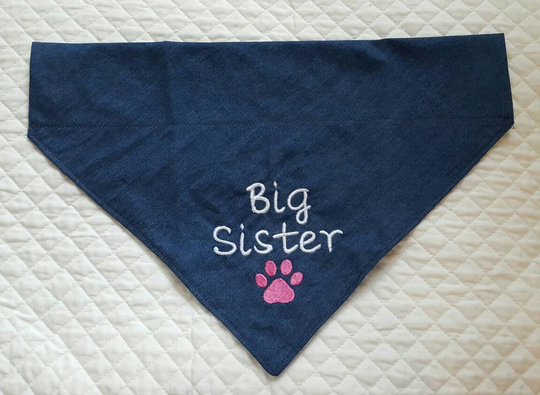 Big Sister Dog Bandana Over Collardenim Dog Bandana Pet Etsy