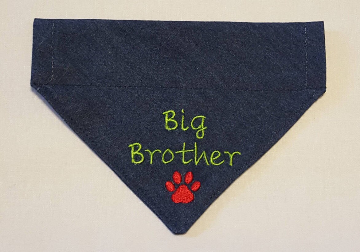 Big Brother Dog Bandana Over Collar Denim Dog Bandana Big ...