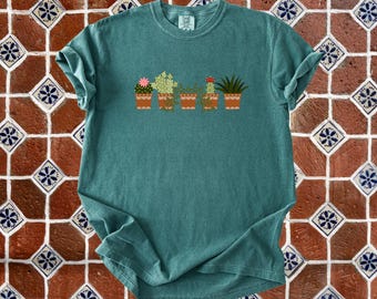Cactus Plants in Talavera Pots T-shirt, Cactus Tee, Plant Lover Tee, Mexican Inspired Tee, Plants Tshirt, Graphic Tee, Comfort Color Shirt