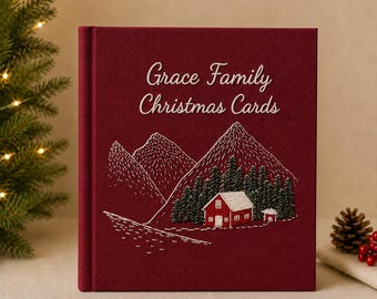 Op maat gemaakt, handgeborduurd kerstalbum, gepersonaliseerd familiefotoalbum, kerstcadeau voor het gezin, vakantieherinneringsboek