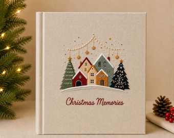 Op maat gemaakt, handgeborduurd kerstalbum, gepersonaliseerd familiefotoalbum, kerstcadeau voor het gezin, vakantieherinneringsboek