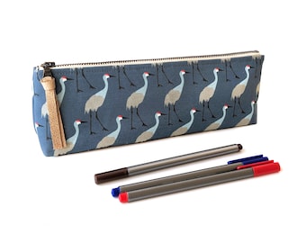 Sandhill cranes zipper pouch - Sandhill crane pencil case - Blue birds makeup bag - Blue crane bird makeup brush case