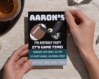 Invitación digital de cumpleaños de fútbol de Filadelfia, fiesta personalizada imprimible, plantilla fácil de descargar, para cualquier edad, se edita por ti, invitación deportiva