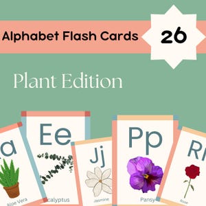 Cartes flash ABC plantes, matériel éducatif, de A à Z, apprendre l'ABC, alphabet pour enfants, école à la maison, mamans, enseignants, RBT, téléchargement numérique