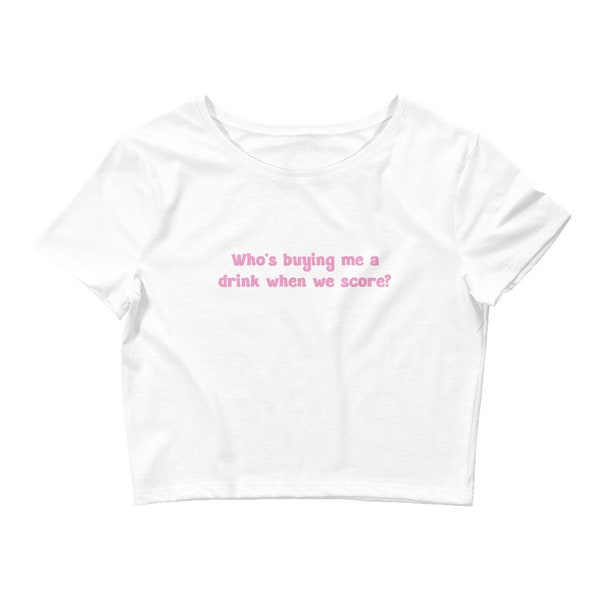 England "Who's buying me a drink" Euros 2024 Y2K Womens Baby Tee Crop Top Cute T Shirt