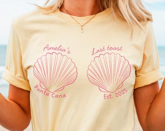 Custom Beach Bachelorette Shirt, Doodle Bikini Mermaid Bachelorette Shirts, Seashells Bikini Last Splash Shirts Seashells and Wedding Bells.