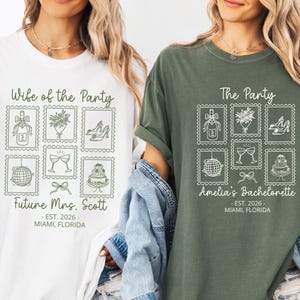 Bachelorette Party Shirt For Bride, Wife Of The Party Tee, Custom Bach Weekend Outfit, Matching Brides Squad Shirt, Personalized Future Mrs image 1