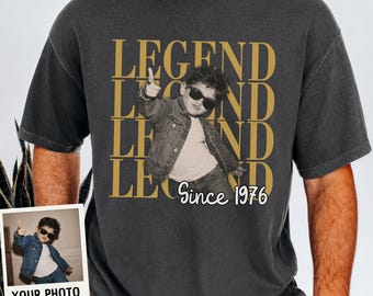 Custom Vintage Photo Birthday Shirt, Personalized Year Tee, 30th 40th 50th Birthday Gift, Comfort Colors® Tee, Legend Since 1976 1986 1996