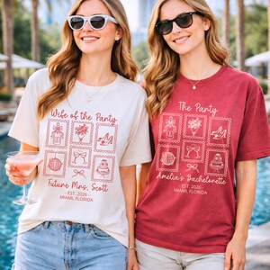 Bachelorette Party Shirt For Bride, Wife Of The Party Tee, Custom Bach Weekend Outfit, Matching Brides Squad Shirt, Personalized Future Mrs image 2