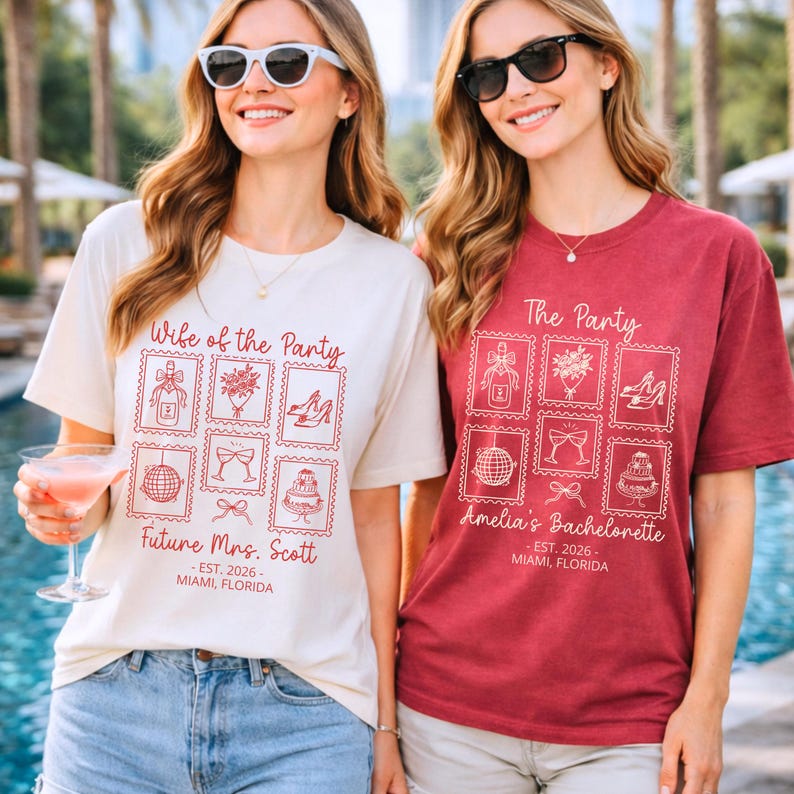 Bachelorette Party Shirt For Bride, Wife Of The Party Tee, Custom Bach Weekend Outfit, Matching Brides Squad Shirt, Personalized Future Mrs image 2