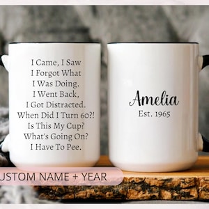 Custom 60th Birthday Gift, 60th Birthday Mug for Grandma, Turning 60 Year Old Coffee Cup, Six-tea Mug Gift, Born in 1965, Mom Birthday Gift.