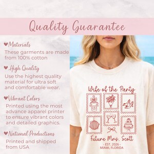 Bachelorette Party Shirt For Bride, Wife Of The Party Tee, Custom Bach Weekend Outfit, Matching Brides Squad Shirt, Personalized Future Mrs image 3