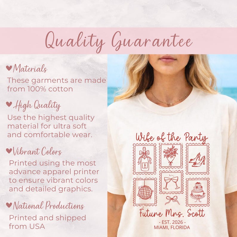 Bachelorette Party Shirt For Bride, Wife Of The Party Tee, Custom Bach Weekend Outfit, Matching Brides Squad Shirt, Personalized Future Mrs image 3