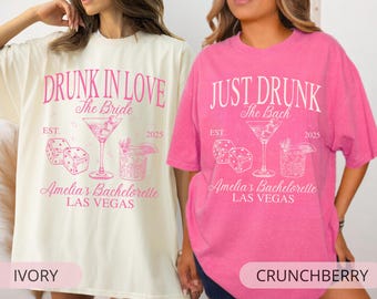 Drunk in Love Bachelorette Party Shirts, Bridesmaid Girls Trip Tee, Custom Location Shirt, Bridal Shower Weekend, Just Drunk Bach Themed.