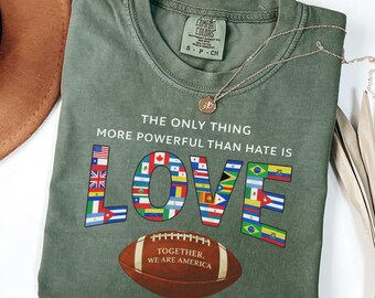 The Only Thing More Powerful Than Hate Is Love Shirt Bunny Bowl Love Over Hate Shirt, Together We Are America Graphic Tee, Anti Trump Shirt