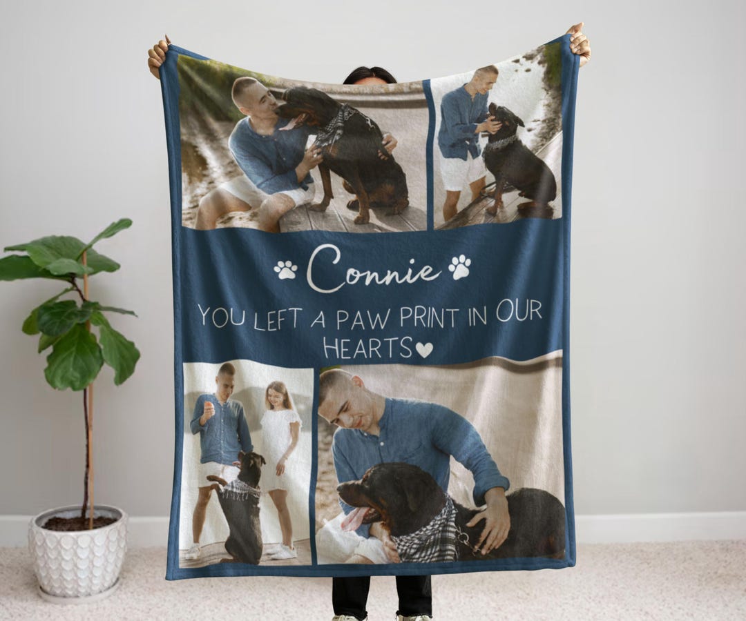 Custom Pet Photo Blanket, Dog Cat Picture Bedding Blanket With Text ...
