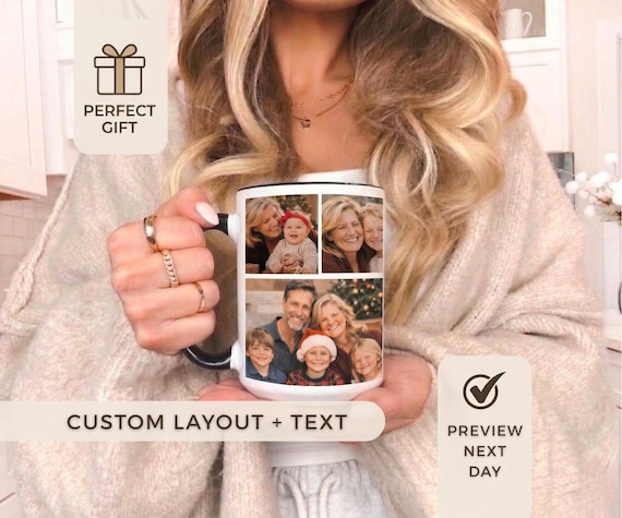 Photo Collage Mug With Personalized Text, Custom Photo Mug, Custom Picture And Text Mug, Personalized Mugs Gifts, Mother’s Day Gift For Mom.