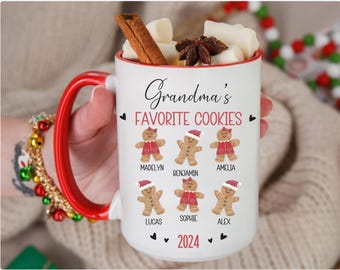 Custom Grandma Christmas Mug, Personalized Grandma Coffee Mug, Gift from Grandkids, Personalized Grandma Mug With Kids Names, Holiday Gift.