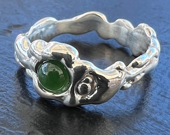 Thin River Ring with Jade