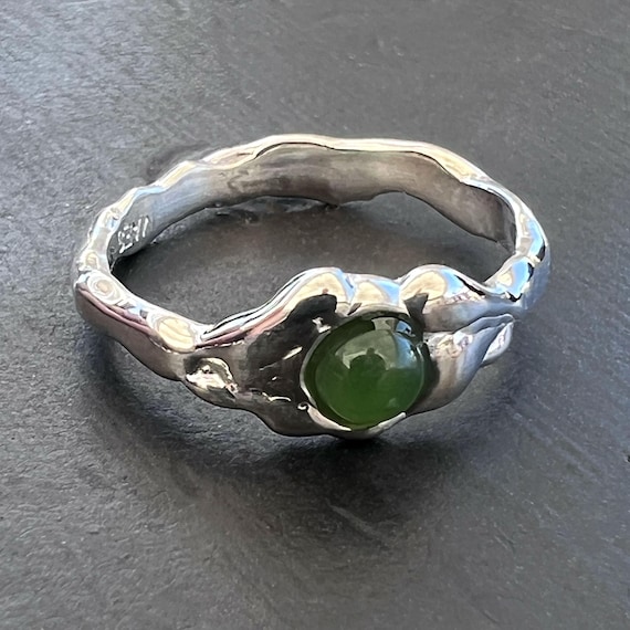 Thin River Ring with Jade