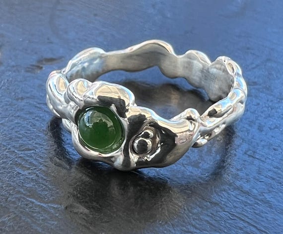 Thin River Ring with Jade