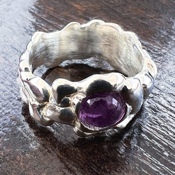The Wide River Ring with Amethyst
