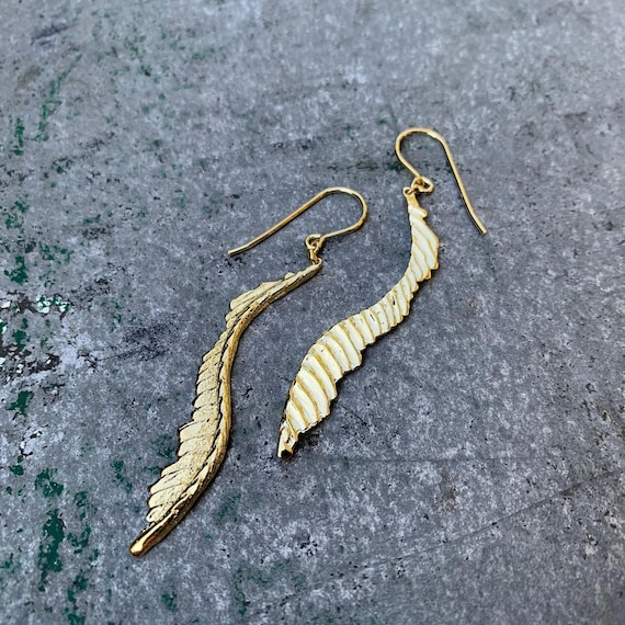 Cuttlebone Feather Earrings