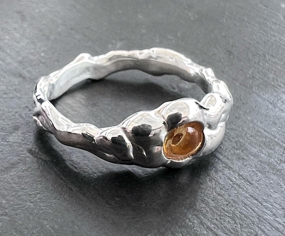 Thin River Ring with Golden Citrine