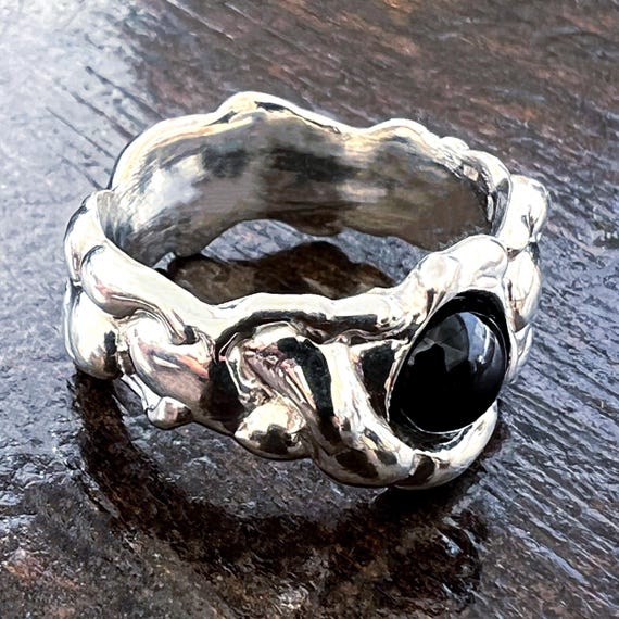 Wide River Ring with Black Onyx