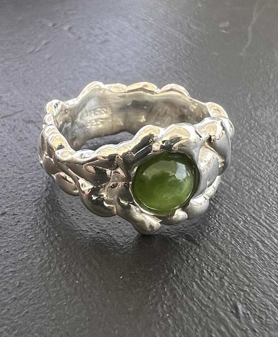 The Wide River Ring with Jade