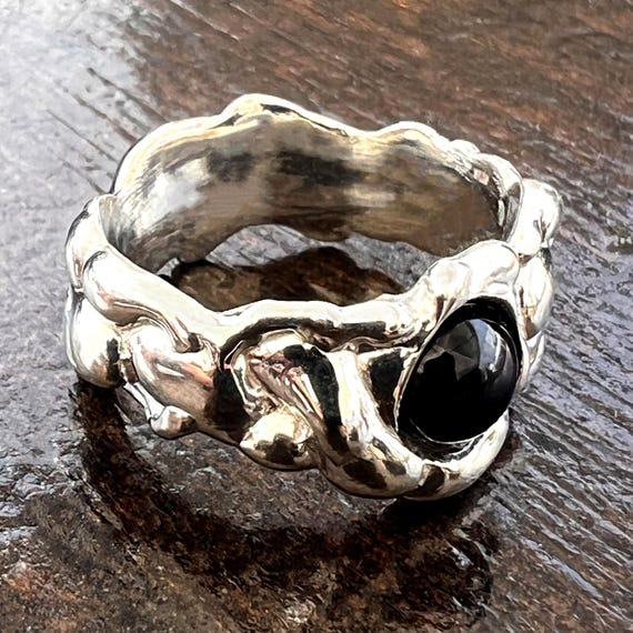 The Wide River Ring with Black Onyx