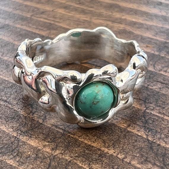 Wide River Ring with Turquoise