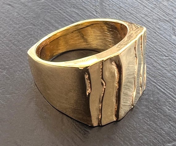 Cuttlebone Wedge Signet Ring