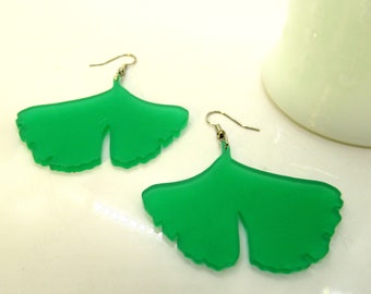 Ginkgo Earrings - laser cut acrylic gingko leaf earrings - multiple colors available