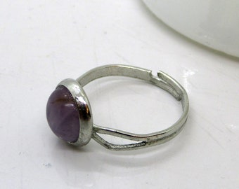 Amethyste Ring - amethyst cabochon ring with adjustable band