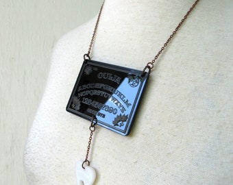 Ouija Board Necklace - laser cut Ouija board and planchette necklace