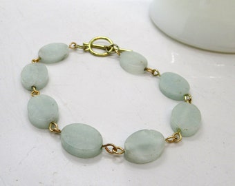 Daiquiri Ice Bracelet - New Jade Beaded Bracelet Toggle Clasp Gold