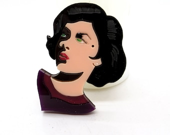 Audrey Horne Brooch: Laser Cut Acrylic Twin Peaks Jewelry - free US shipping