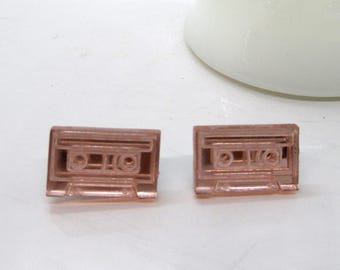 Laser Cut Rose Gold Acrylic Cassette Tape Earrings