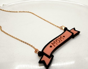 Mom Necklace - laser cut acrylic pendant necklace for Mother's Day