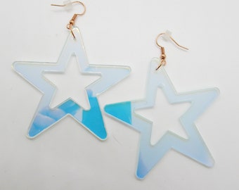 Etoile Earrings - lasercut hologram acrylic star earrings