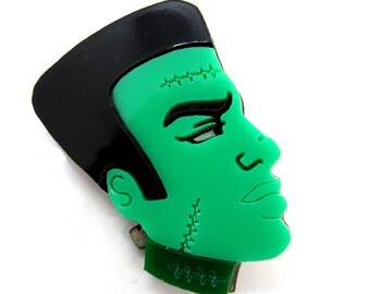 Frankenstein Brooch - laser cut layered acrylic brooch - Frankenstein's Monster