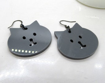 Kitty Earrings - laser cut grey acrylic kitten earrings